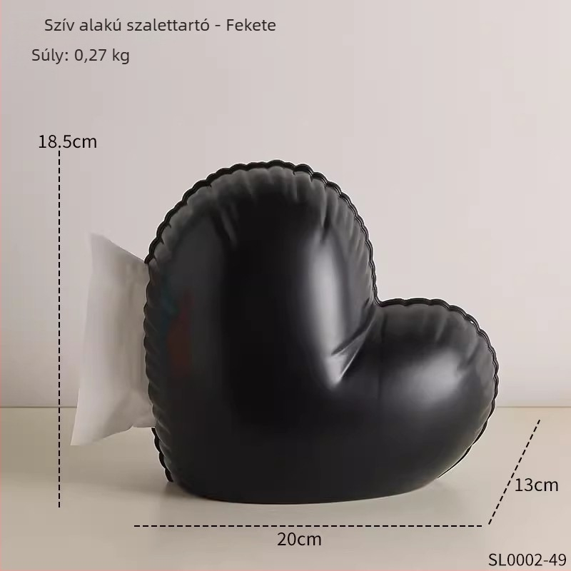 Szív alakú papírzsepi-doboz otthoni használatra, modern és elegáns dizájn íróasztalra és kávéasztalra