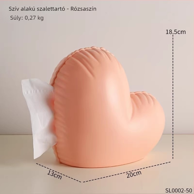 Szív alakú papírzsepi-doboz otthoni használatra, modern és elegáns dizájn íróasztalra és kávéasztalra