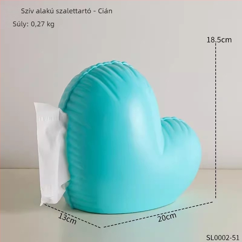 Szív alakú papírzsepi-doboz otthoni használatra, modern és elegáns dizájn íróasztalra és kávéasztalra