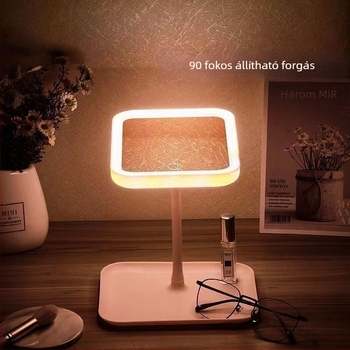 LED-es sminktükör világítással, asztali kompakt sminktükör