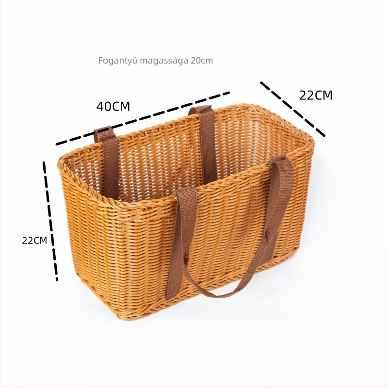 Műanyag imitációs rattan kézi kosár, piknikhez, gyümölcs- és bevásárláshoz, ajándékkosár