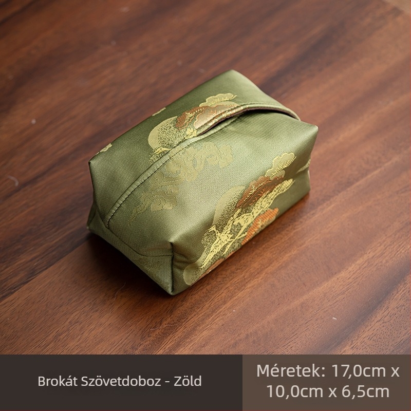 Brokat szalvétatartó és textil szalvétadoboz Cloud Pine mintával, kínai stílusú teaceremóniához, teaházban, porvédett mindennapi használatra