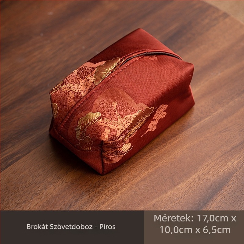 Brokat szalvétatartó és textil szalvétadoboz Cloud Pine mintával, kínai stílusú teaceremóniához, teaházban, porvédett mindennapi használatra