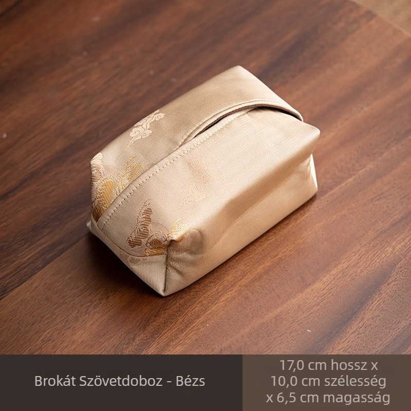 Brokat szalvétatartó és textil szalvétadoboz Cloud Pine mintával, kínai stílusú teaceremóniához, teaházban, porvédett mindennapi használatra