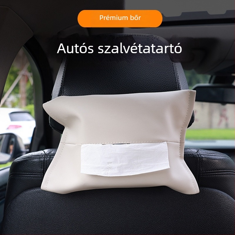 Bőr autózsebkendő-doboz, függő zsebkendő tasak az ülés hátuljához és a karfához