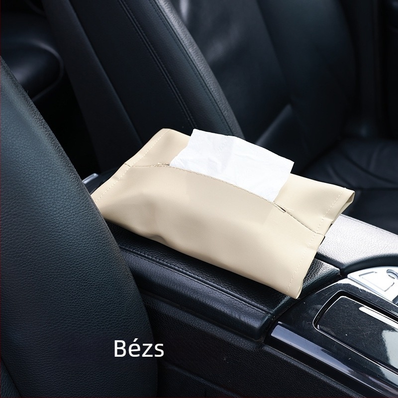 Bőr autózsebkendő-doboz, függő zsebkendő tasak az ülés hátuljához és a karfához