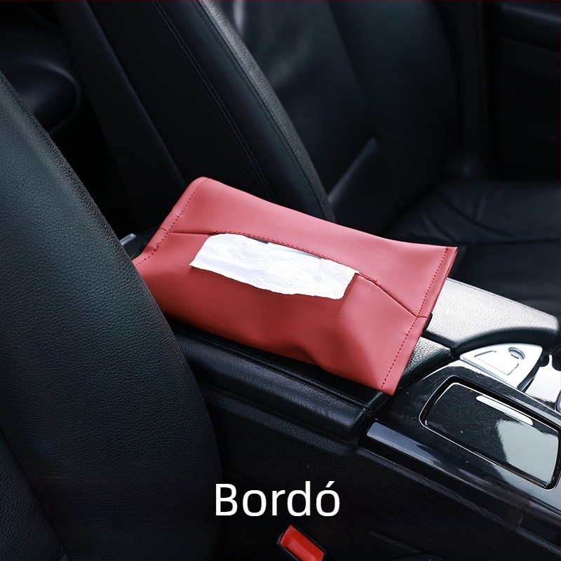 Bőr autózsebkendő-doboz, függő zsebkendő tasak az ülés hátuljához és a karfához