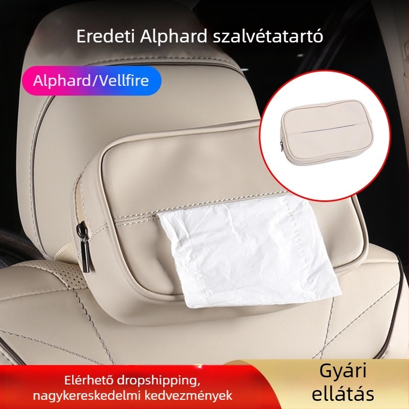 Bőr autózsebkendő-tartó Alphard 40 Serieshez, 15–24 modellhez, belső autó kiegészítő