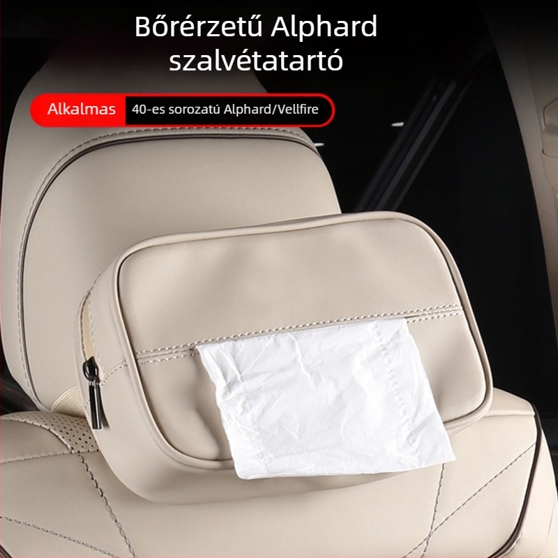 Bőr autózsebkendő-tartó Alphard 40 Serieshez, 15–24 modellhez, belső autó kiegészítő