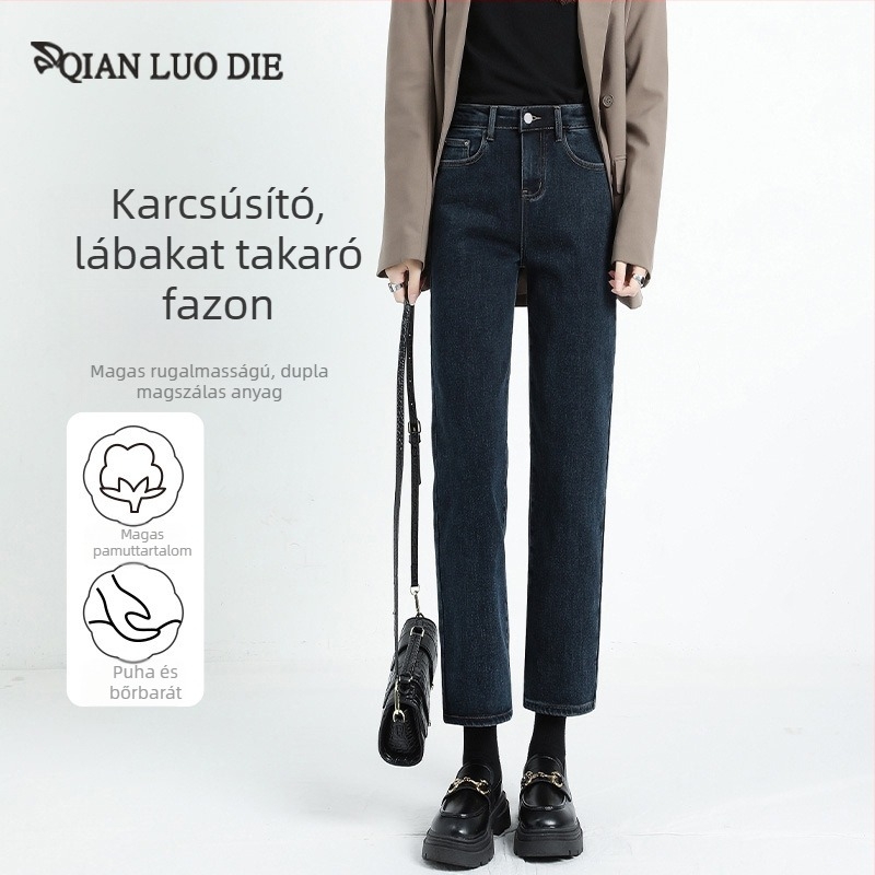 Alacsony termetű nőknek, egyenes szabású farmernadrág, magas derekú, 9/10 hossz, cigaretta fazon, vintage denim 2025