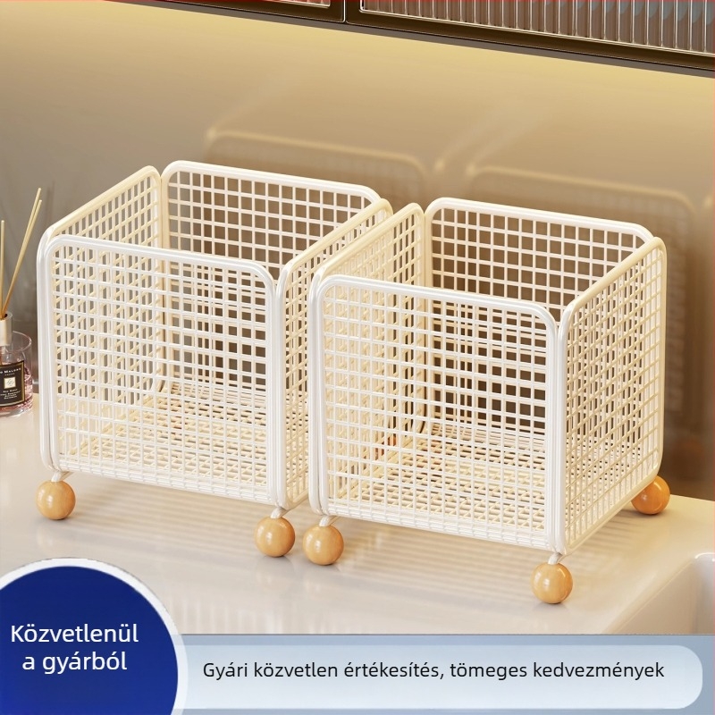 Minimalista vasból készült fürdőszobai tárolókosár fogkefékhez, arcmaszkokhoz és kozmetikumokhoz