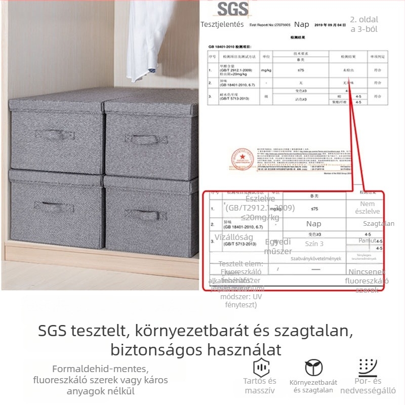 Szövetes tároló doboz fedéllel – összecsukható ruhatartó szervező gardróbhoz