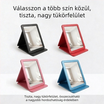 Hordozható összecsukható sminktükör, asztali kozmetikai tükör, 26×19 cm