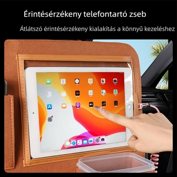 Autó hátulsó ülésére akasztható tárolózsák – zsebkendőknek tartó és hátsó szemetes rekesz