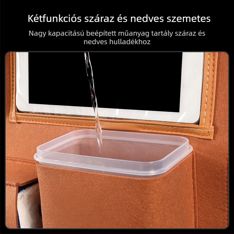 Autó hátulsó ülésére akasztható tárolózsák – zsebkendőknek tartó és hátsó szemetes rekesz