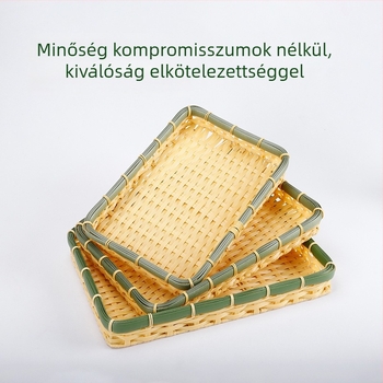 C02 Mesterséges bambusz fonott kosár gyümölcsöknek és zöldségeknek, retro stílus