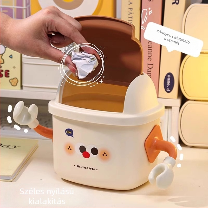 Aranyos asztali szemetes, mini, 4L, kompakt kuka irodába vagy kollégiumba