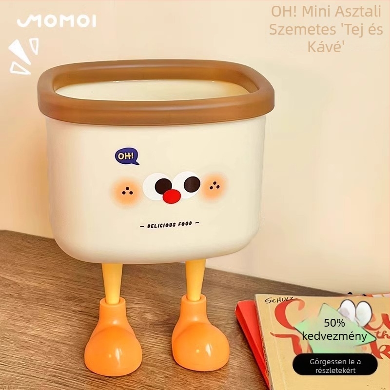 Aranyos asztali szemetes, mini, 4L, kompakt kuka irodába vagy kollégiumba