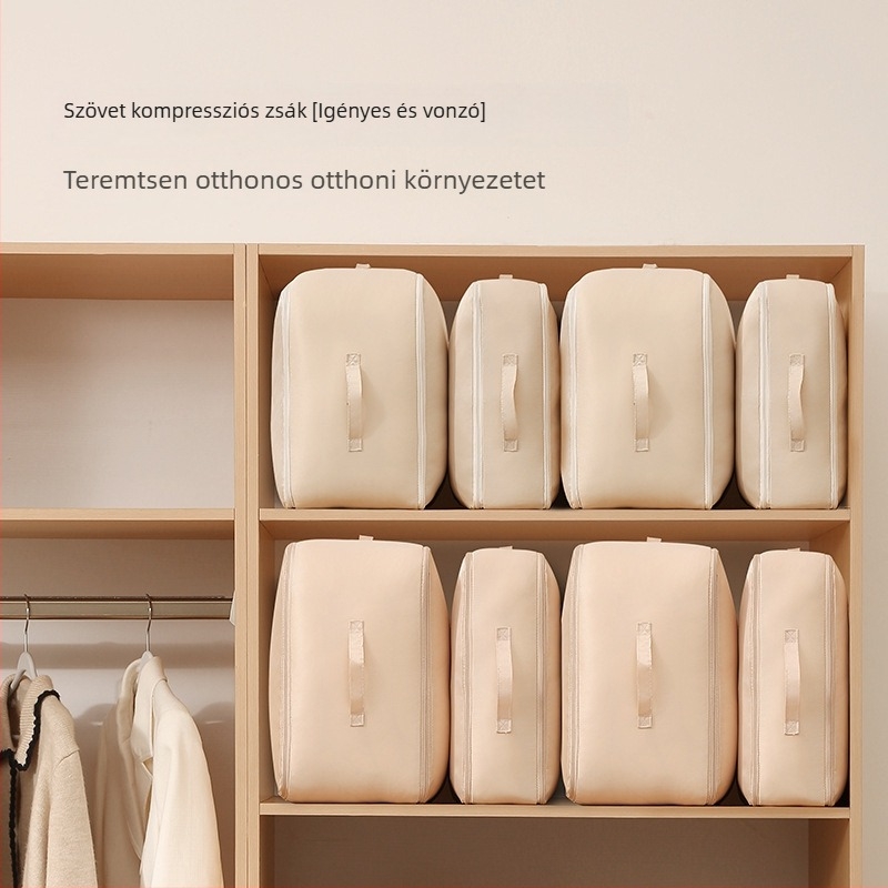 Szatén tömörítő tároló táska – hordozható, nagy kapacitású, takarókhoz, pehelykabáthoz és selyem ágyneműhöz