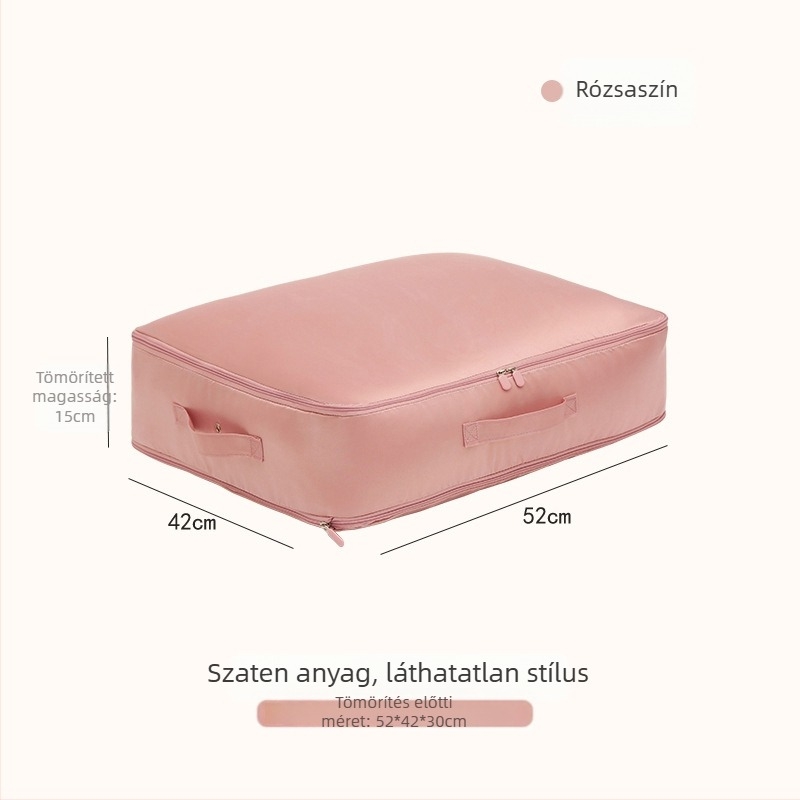 Szatén tömörítő tároló táska – hordozható, nagy kapacitású, takarókhoz, pehelykabáthoz és selyem ágyneműhöz