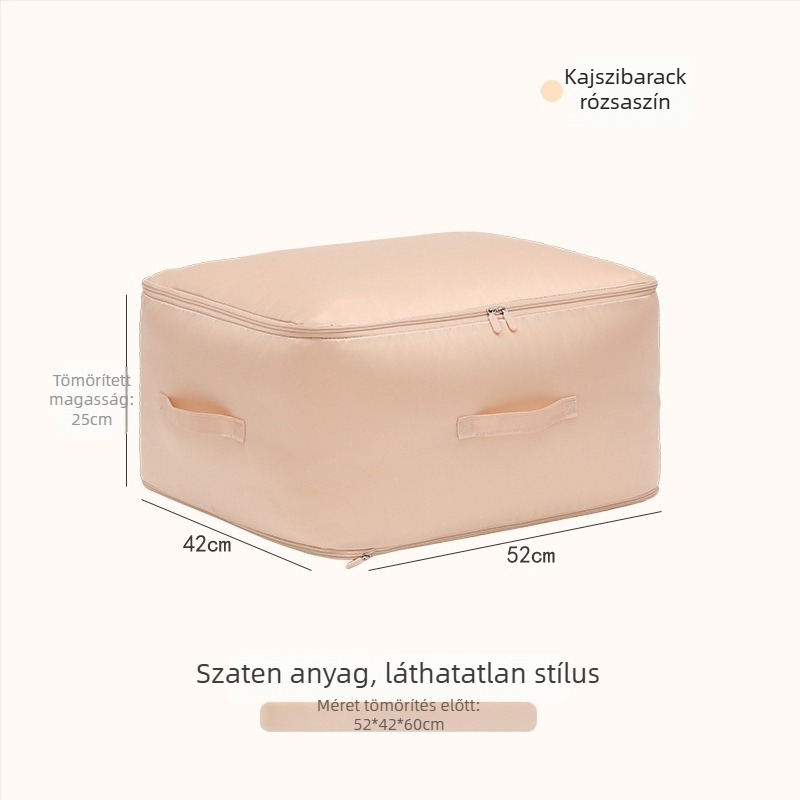 Szatén tömörítő tároló táska – hordozható, nagy kapacitású, takarókhoz, pehelykabáthoz és selyem ágyneműhöz
