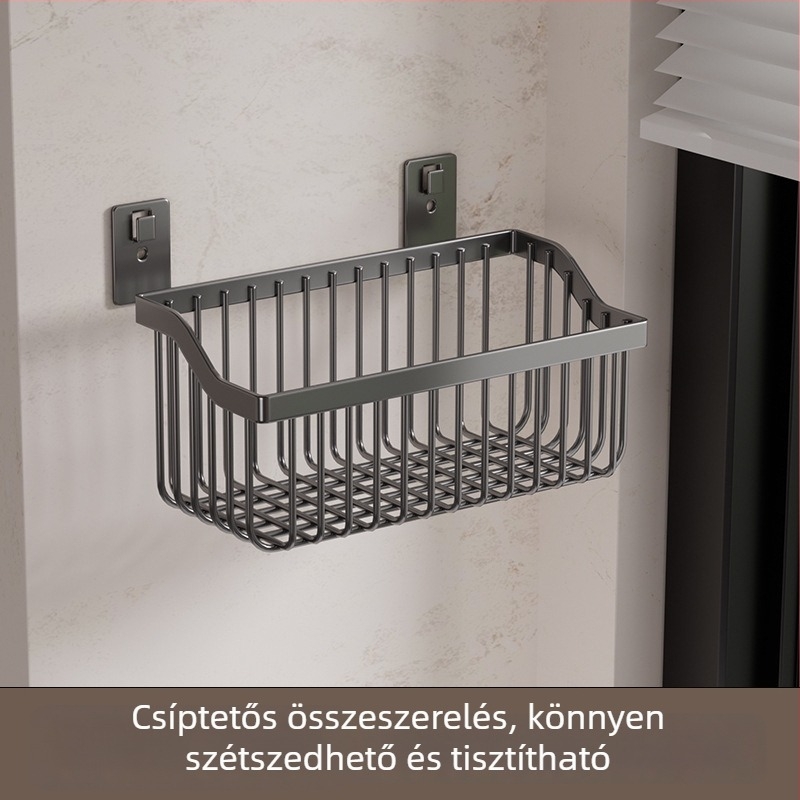 Fali szerelés nélküli tárolókosár konyha- és fürdőszobába gyömbérre, hagymára és fokhagymára, lefolyóval