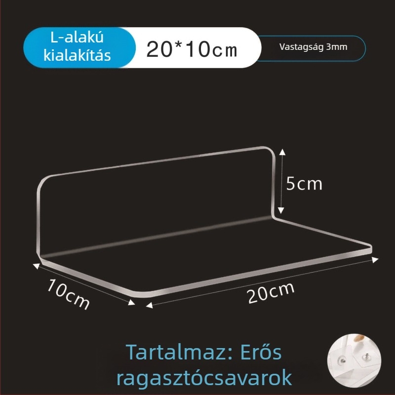 Akril L- és U-alakú falra szerelhető tároló, fúrás nélkül, fürdőszobába és a konyhába