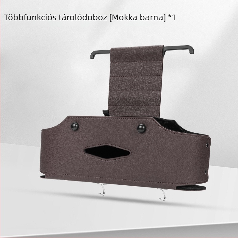 Új bőr autóülés hátsó részéhez illeszkedő tároló – multifunkcionális tároló és zsebkendő tartó
