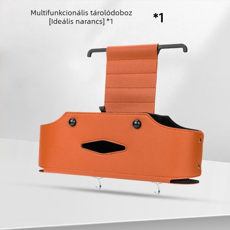 Új bőr autóülés hátsó részéhez illeszkedő tároló – multifunkcionális tároló és zsebkendő tartó