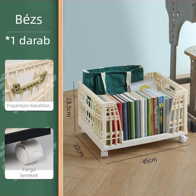Kerekes könyv-tároló doboz diákoknak, az osztályteremben az asztal alatt, hordozható
