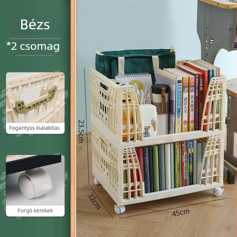 Kerekes könyv-tároló doboz diákoknak, az osztályteremben az asztal alatt, hordozható