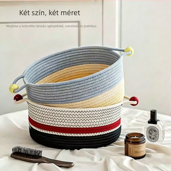 Asztali szövött tárolókosár nassolnivalók és kozmetikumok számára, hordozható éjjeli szervező az éjjeli asztal mellé