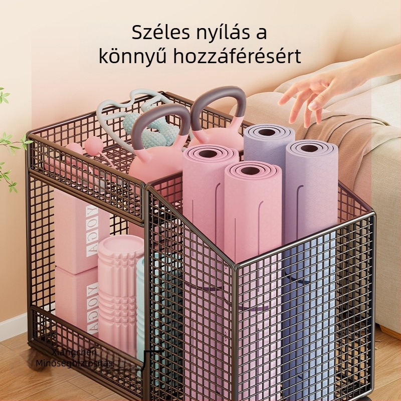 Hordozható otthoni tároló polc edzőtermi felszerelésekhez, jóga matrac és kosárlabda tárolására