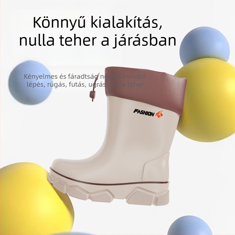 Középmagas gyerek esőcsizma, vízálló, polár béléssel, csúszásmentes talppal, 4–6 éveseknek
