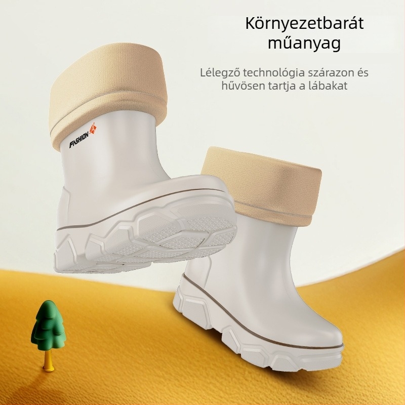 Középmagas gyerek esőcsizma, vízálló, polár béléssel, csúszásmentes talppal, 4–6 éveseknek