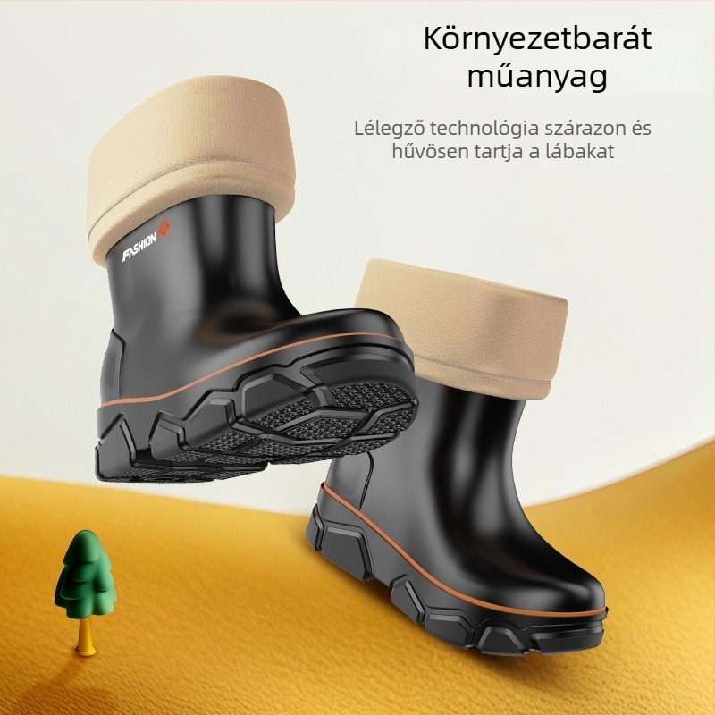 Középmagas gyerek esőcsizma, vízálló, polár béléssel, csúszásmentes talppal, 4–6 éveseknek