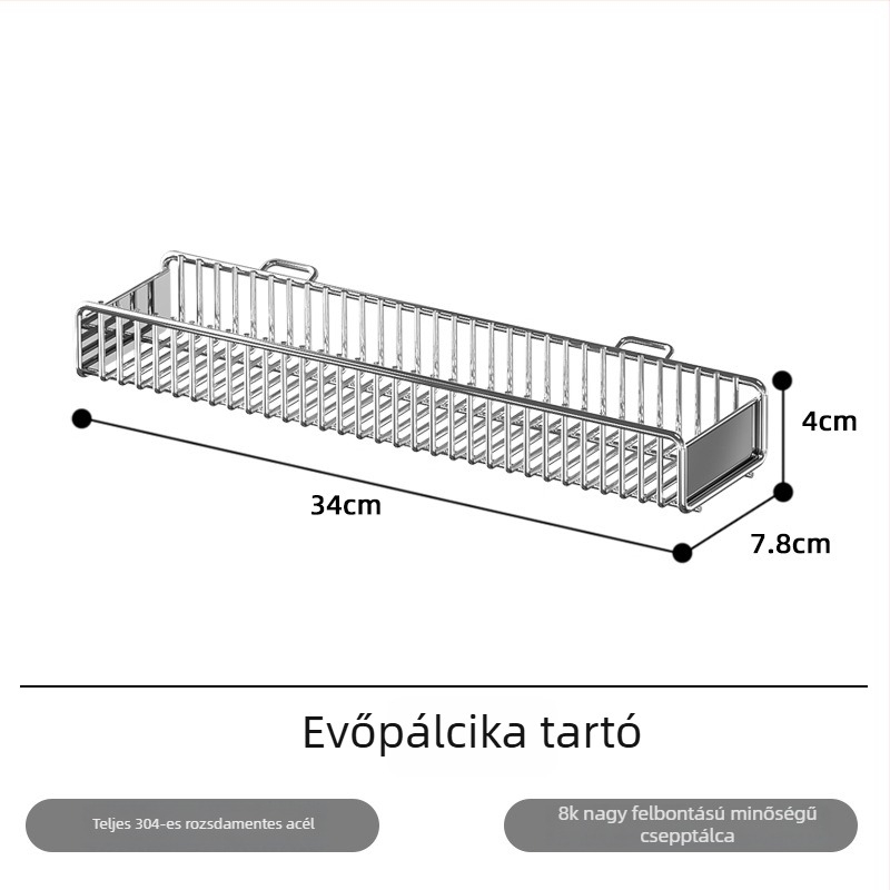 Rozsdamentes acél edény- és tál szárító állvány, multifunkcionális konyhai szárító