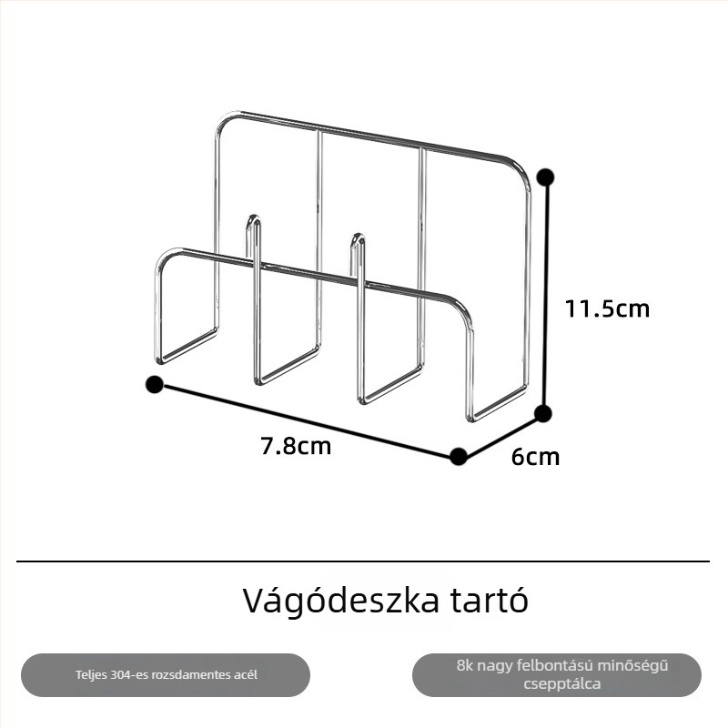 Rozsdamentes acél edény- és tál szárító állvány, multifunkcionális konyhai szárító