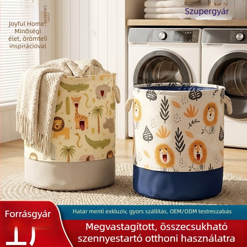 Vízálló textil ruhaszállító kosár, nagy méretű összecsukható tároló játékokhoz, rajzfilmmintás anyag
