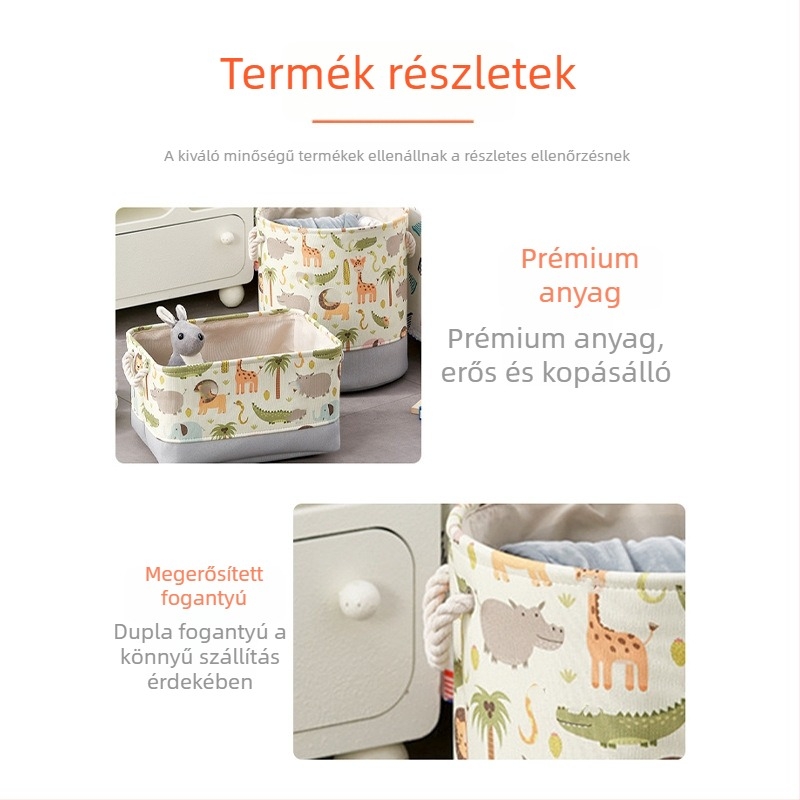 Vízálló textil ruhaszállító kosár, nagy méretű összecsukható tároló játékokhoz, rajzfilmmintás anyag