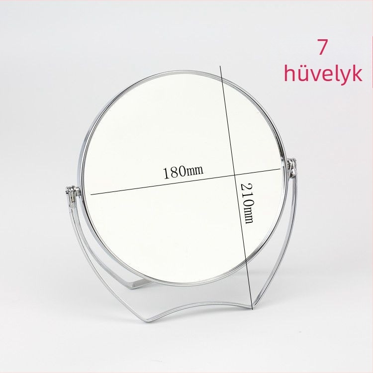 Hordozható kör alakú asztali sminktükör, dupla oldalú, forgatható, összecsukható