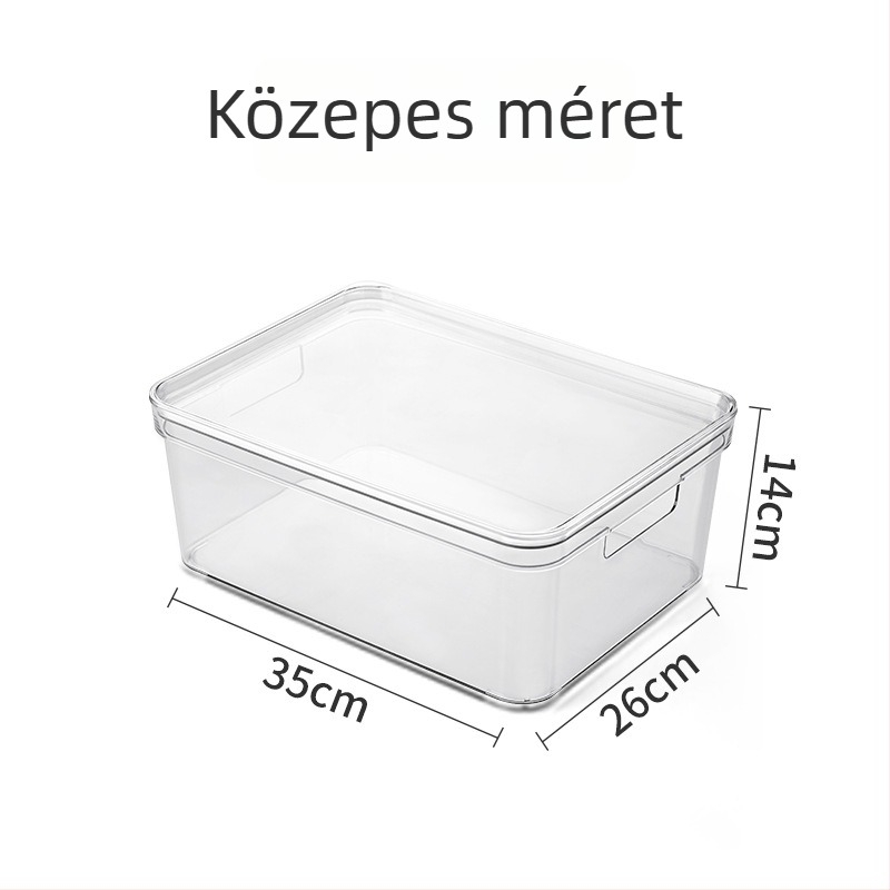 Otthoni asztali tároló rendező átlátszó fedéllel – nassolnivalók, holmik, ruházat, játékok és könyvek számára