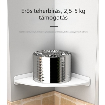 4-szintes falra szerelhető tároló konyhához és fürdőszobához, PVC, fúrás nélküli sarokpolc
