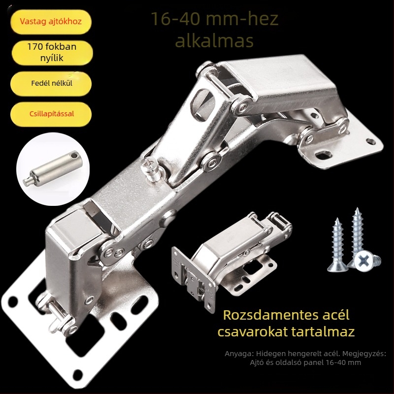 3-4 cm vastag ajtópanel, nagy szögű csuklópánt, 130-170°, fúrás nélkül, szekrényajtóhoz