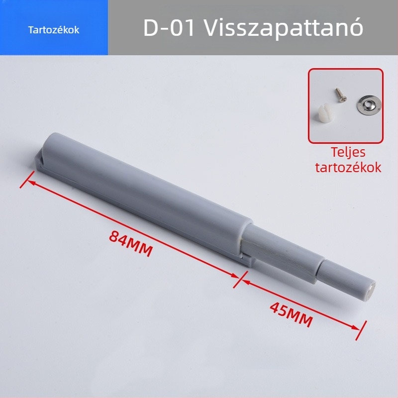 Kétfokozatú hidegen hengerelt acél szekrénypánt, fogantyú nélküli, nyomásra nyíló, csendes, rugó nélküli