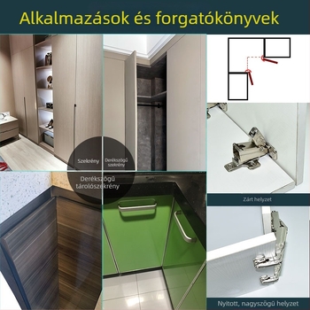 165 fokos csuklópánt csillapítóval sarokgardrób ajtókhoz, nikkelezett acélból