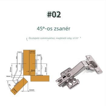 Hidraulikus csillapítós pentagonális szekrényajtó, sarokszekrényekhez, 30°/45°-os állítható