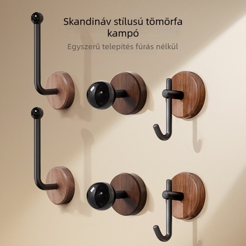 Skandináv tömörfa vállfa diófából, falra ragasztható, fúrás nélkül, elegáns dizájn