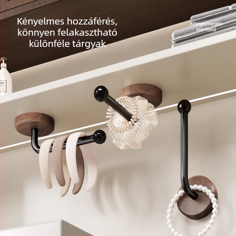 Skandináv tömörfa vállfa diófából, falra ragasztható, fúrás nélkül, elegáns dizájn
