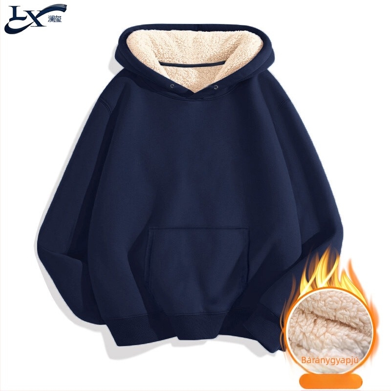 Férfi kapucnis pulóver fleece 460 g, húzókötéllel, laza szabású, mindennapi stílus